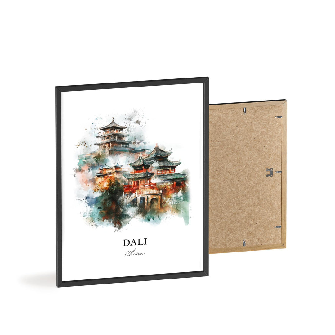 Dali China Wall Art, Yunnan Province Print, China Watercolor Art, Dali China Gift, Travel Print, Travel Poster, Housewarming Gift