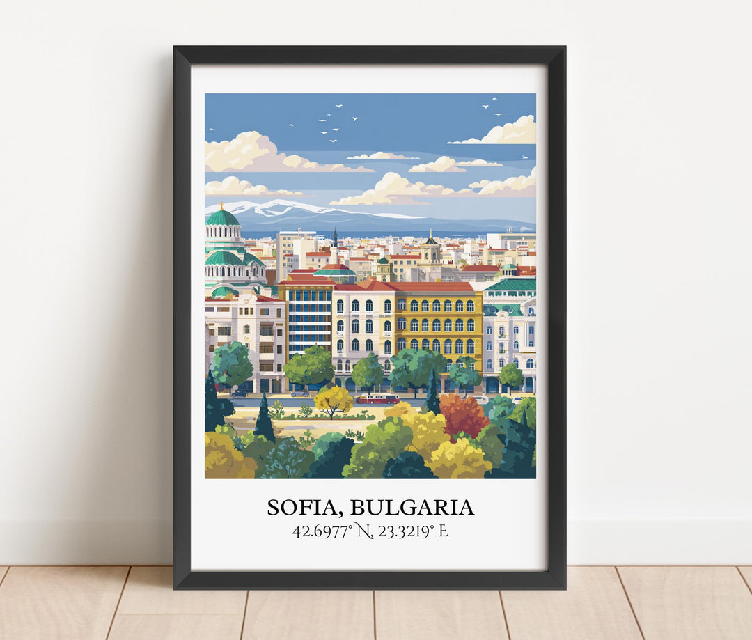 Sofia Bulgaria Art, Bulgaria Retro Travel Art, Bulgaria Home Decor, Bulgaria Gift, Bulgaria Travel Art, Travel Prints, Housewarming Gift