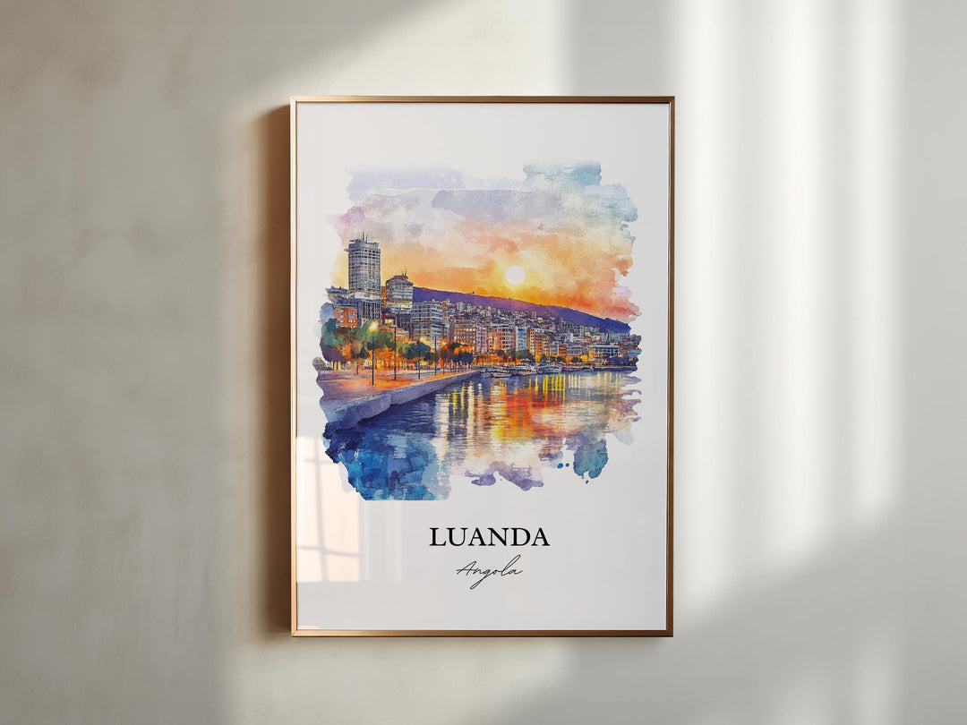 Luanda Wall Art, Luanda Angola Print, Angola Watercolor Art, Luanda Angola Gift, Travel Print, Travel Poster, Housewarming Gift