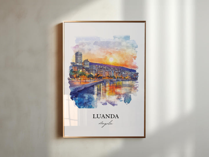 Luanda Wall Art, Luanda Angola Print, Angola Watercolor Art, Luanda Angola Gift, Travel Print, Travel Poster, Housewarming Gift