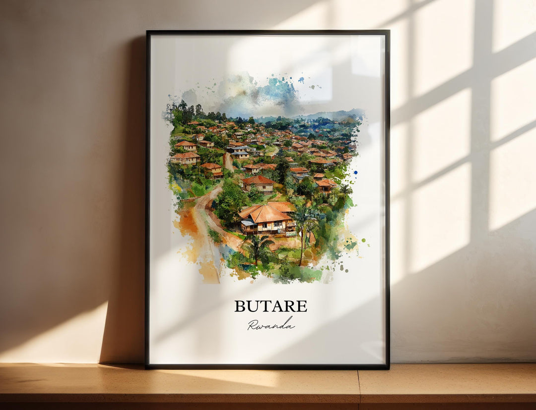 Butare Rwanda Wall Art, Rwanda Print, Rwanda Watercolor Art, Rwanda Gift, Travel Print, Travel Poster, Housewarming Gift