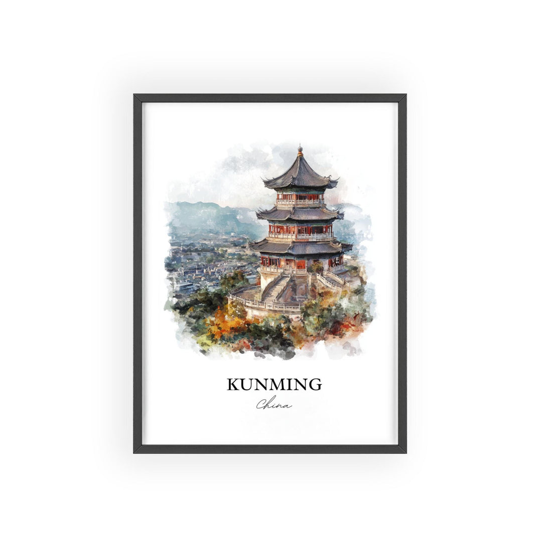 Kunming Wall Art, Yunnan Province Print, China Watercolor Art, Kunming China Gift, Travel Print, Travel Poster, Housewarming Gift