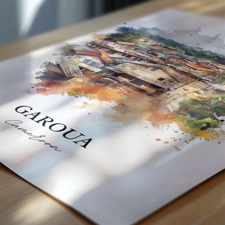 Garoua Cameroon Wall Art, Cameroon Print, Cameroon Watercolor Art, Garoua Cameroon Gift, Travel Print, Travel Poster, Housewarming Gift