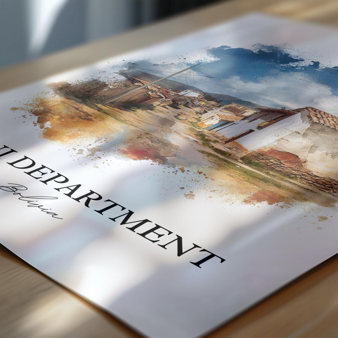 Beni Bolivia Wall Art, Beni Department Print, Bolivia Watercolor Art, Bolivia Gift, Bolivia Travel Print, Travel Poster, Housewarming Gift