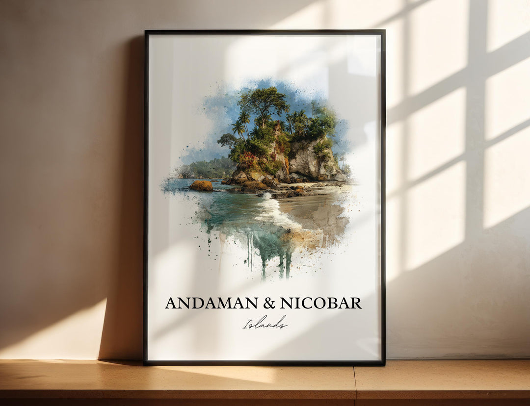 Andaman and Nicobar Islands Art, Andaman Islands Print, India Watercolor Art, Nicobar Gift, Travel Print, Travel Poster, Housewarming Gift