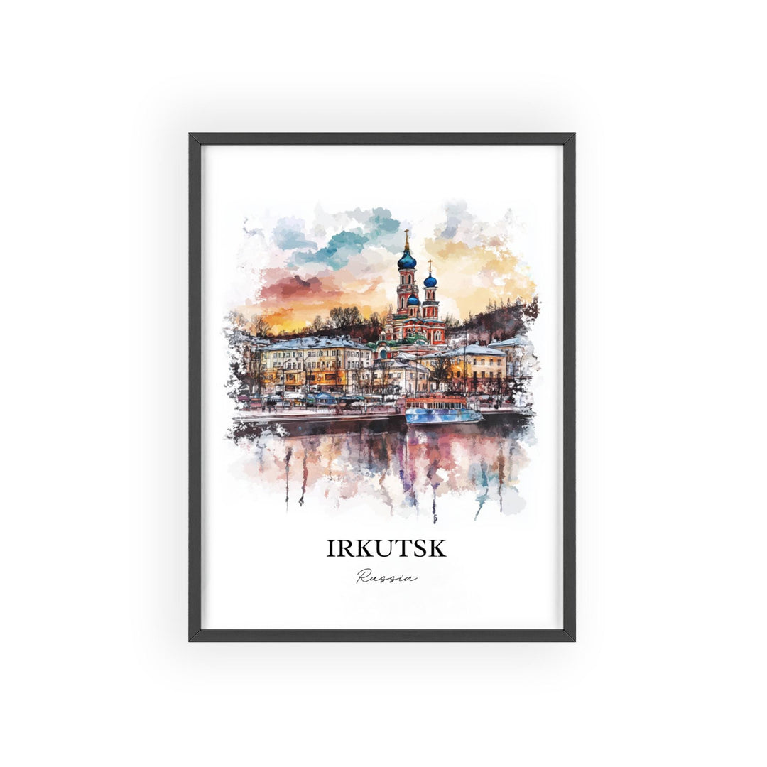 Irkutsk Wall Art, Oblast Region Print, Russia Watercolor Art, Irkutsk Russia Gift, Travel Print, Travel Poster, Housewarming Gift