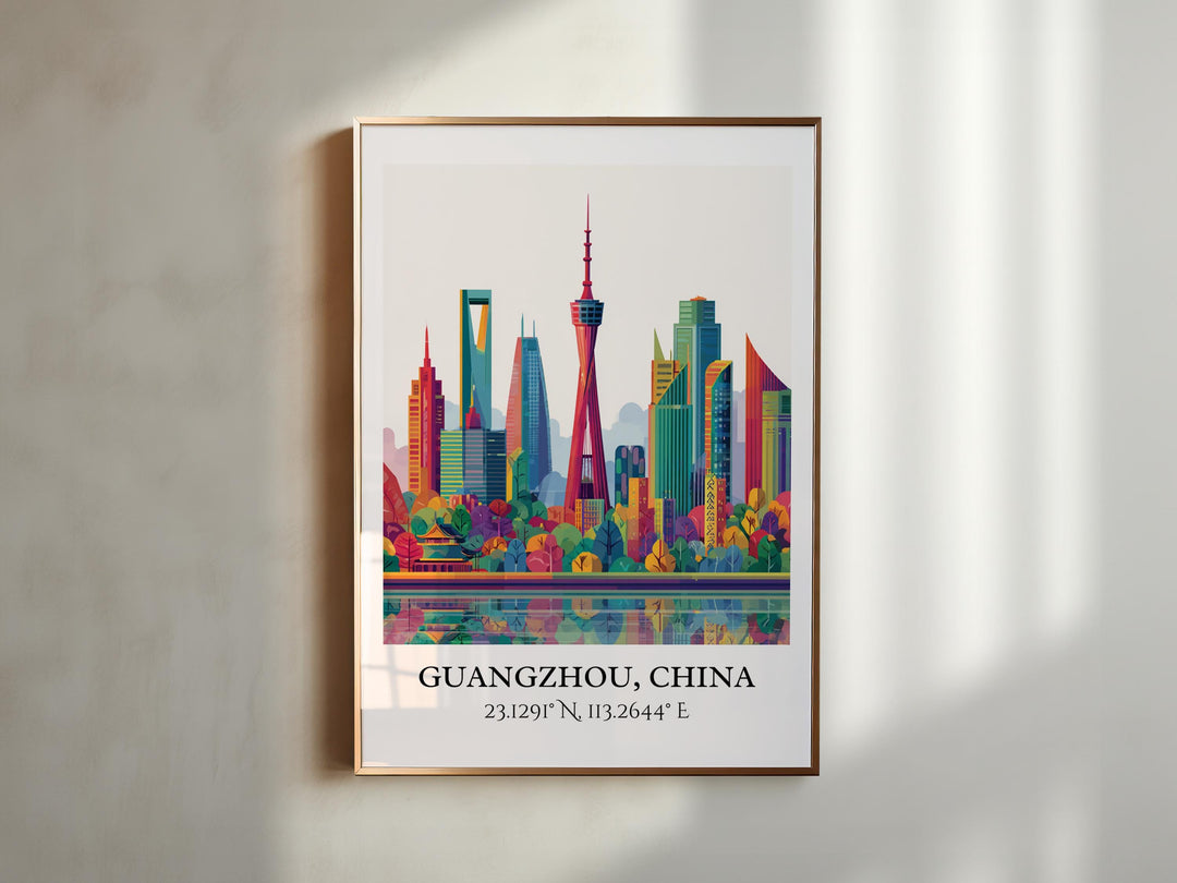 Guangzhou Art, Guangzhou Retro Travel Art, Guangzhou Home Decor, Guangzhou China Gift, China Travel Art, Travel Prints, Housewarming Gift