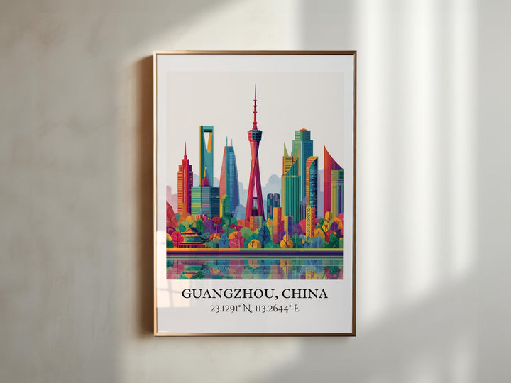 Guangzhou Art, Guangzhou Retro Travel Art, Guangzhou Home Decor, Guangzhou China Gift, China Travel Art, Travel Prints, Housewarming Gift