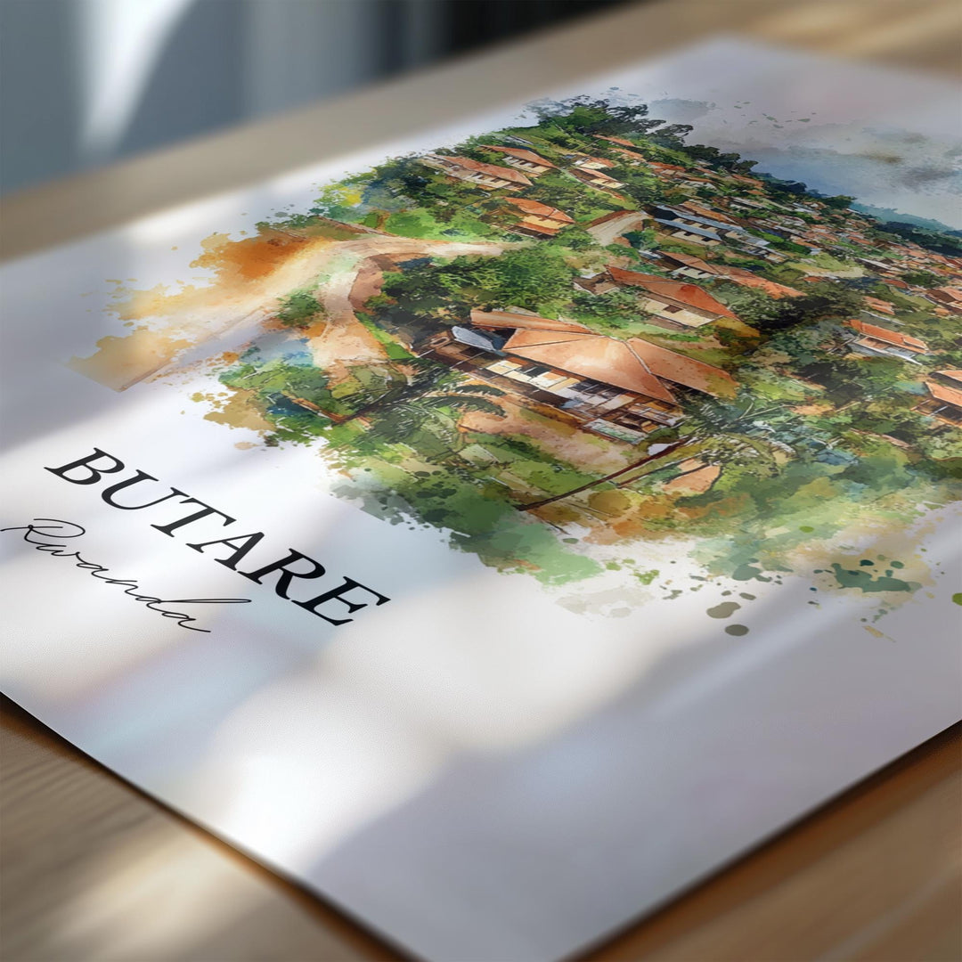Butare Rwanda Wall Art, Rwanda Print, Rwanda Watercolor Art, Rwanda Gift, Travel Print, Travel Poster, Housewarming Gift