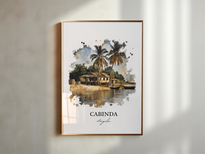 Cabinda Wall Art, Angola Print, Angola Watercolor Art, Cabinda Angola Gift, Travel Print, Travel Poster, Housewarming Gift
