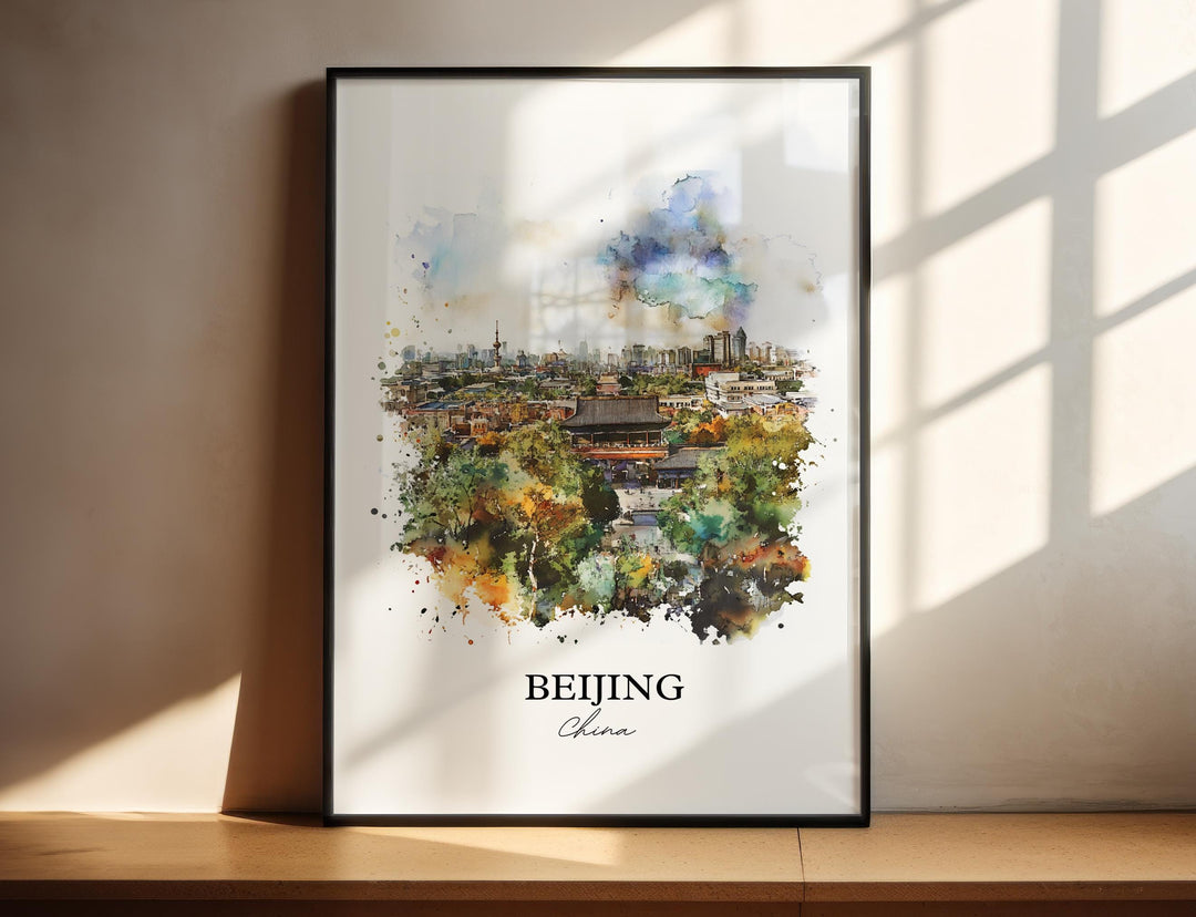 Beijing Wall Art, Beijing China Print, China Watercolor Art, Beijing Gift, Travel Print, Travel Poster, Housewarming Gift