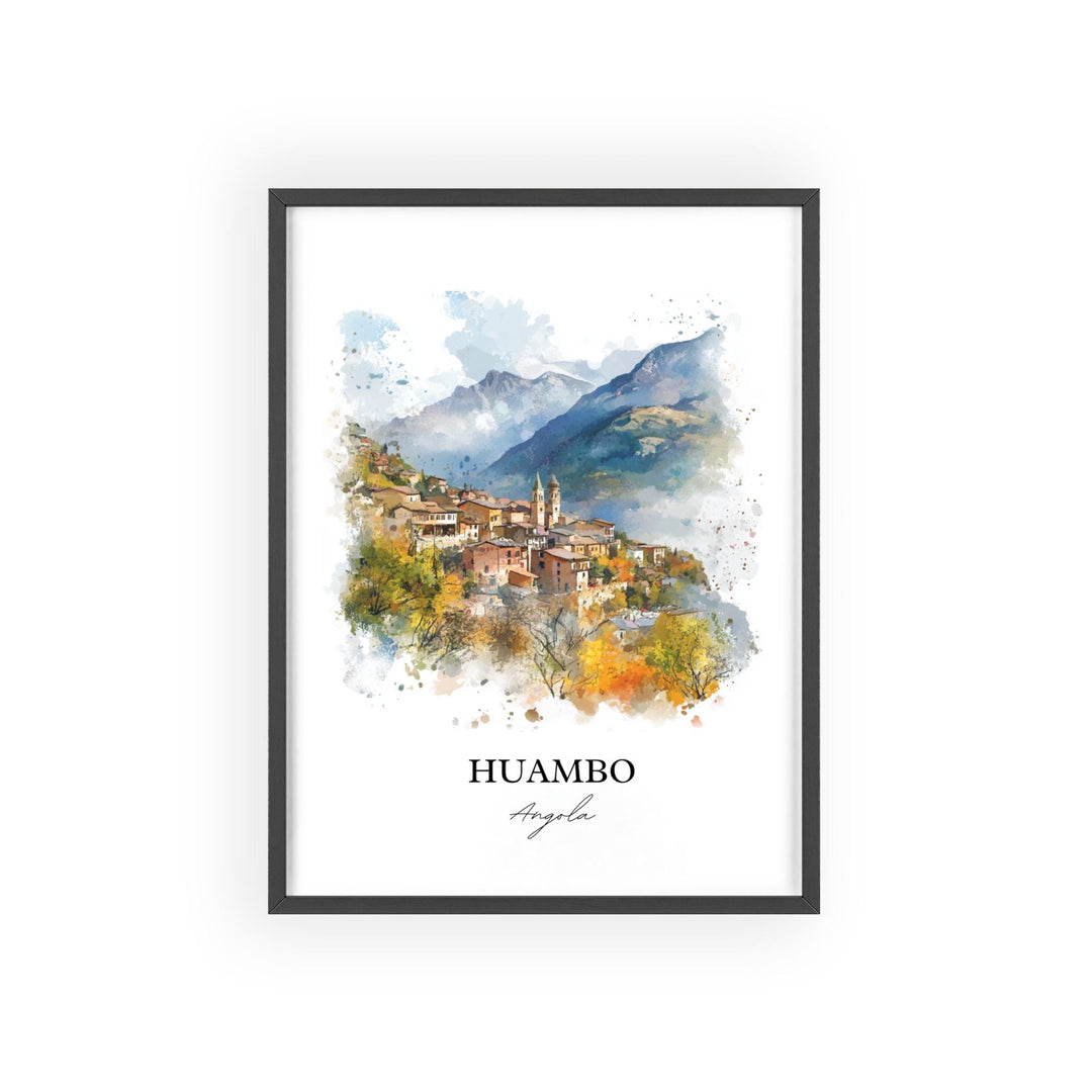 Huambo Wall Art, Angola Print, Angola Watercolor Art, Huambo Gift, Travel Print, Travel Poster, Housewarming Gift