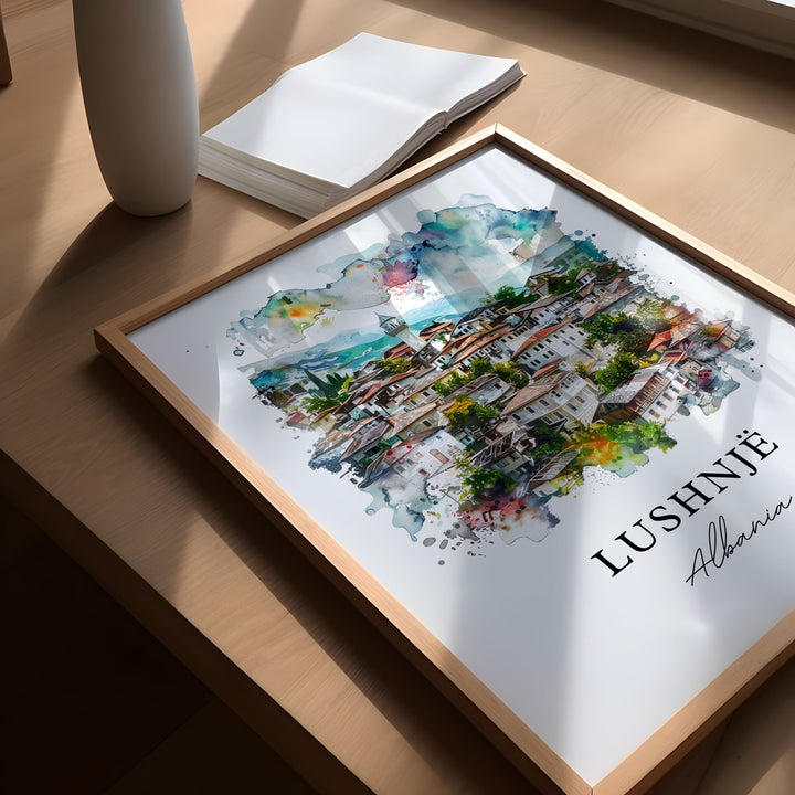 Lushnjë Wall Art, Lushnjë Albania Print, Lushnjë Watercolor, Lushnjë Albania Gift, Travel Poster, Housewarming Gift