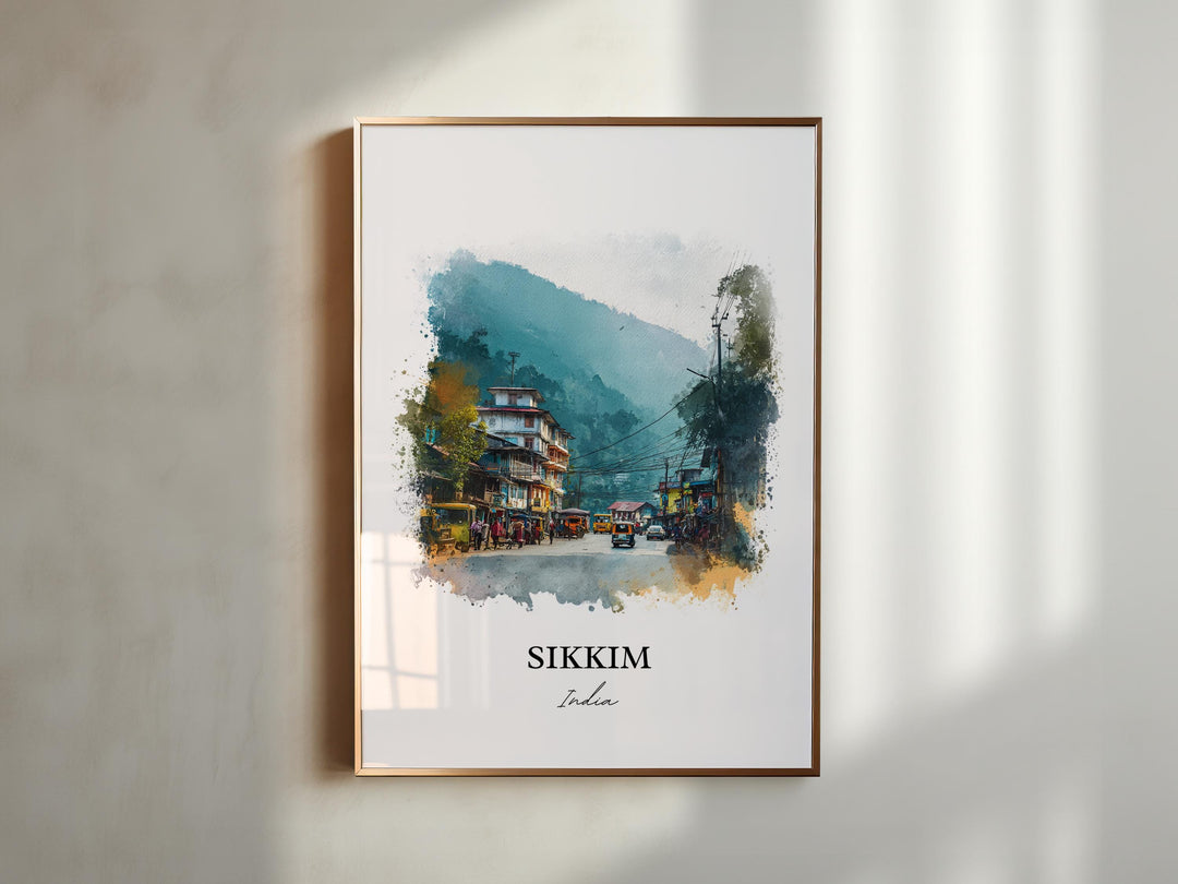 Sikkim India Wall Art, Sikkim Print, Sikkim India Watercolor Art, India Gift, India Travel Print, Travel Poster, Housewarming Gift