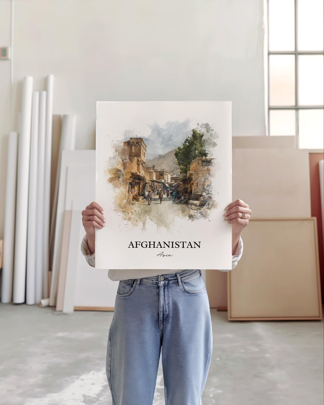 Afghanistan Wall Art, Afghanistan Print, Afghanistan Watercolor Art, Afghanistan Gift, Travel Print, Travel Poster, Housewarming Gift