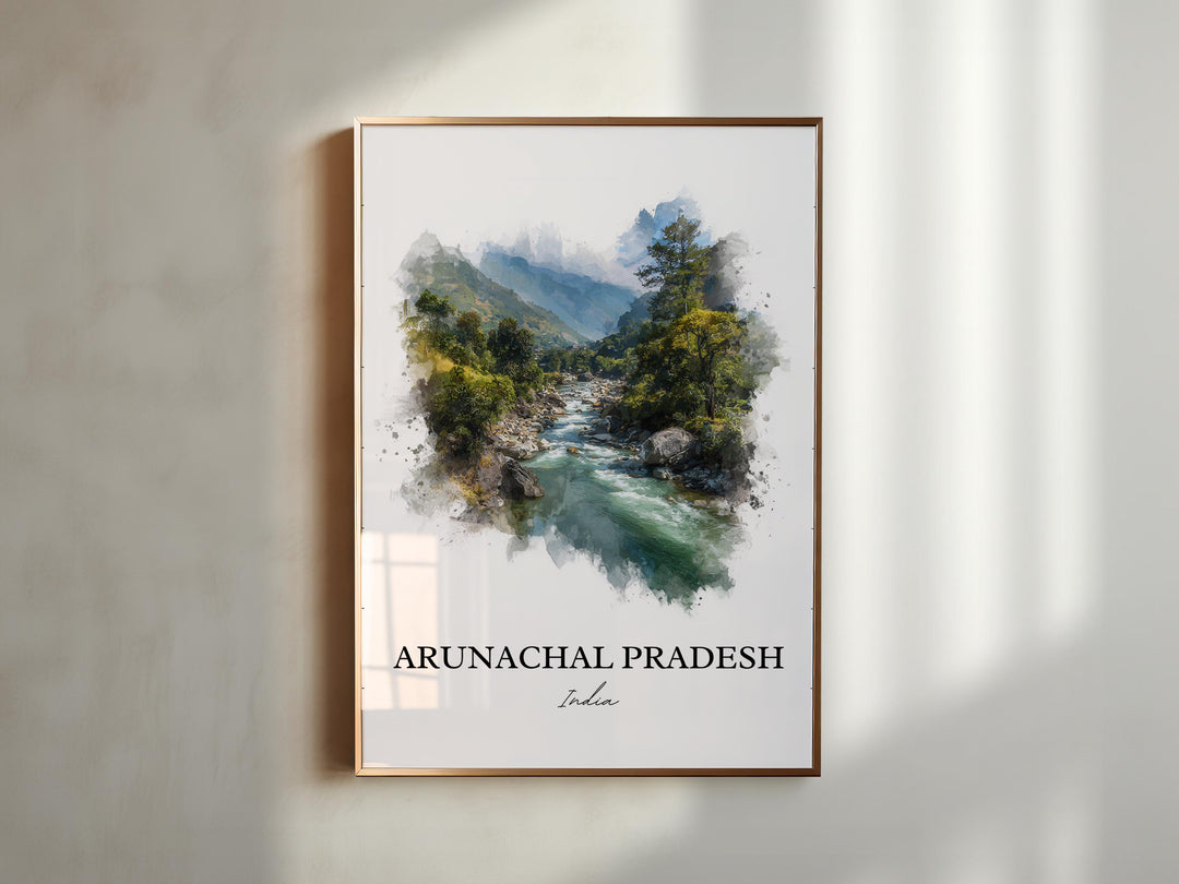Arunachal Pradesh Wall Art, India Print, India Watercolor Art, Arunachal Pradesh Gift, India Travel Print, Travel Poster, Housewarming Gift