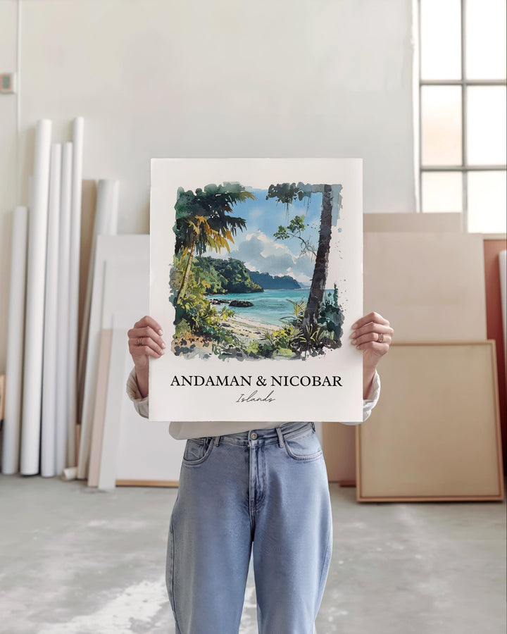 Andaman and Nicobar Wall Art, Andaman Island Print, India Watercolor, Nicobar island Gift, Travel Print, Travel Poster, Housewarming Gift