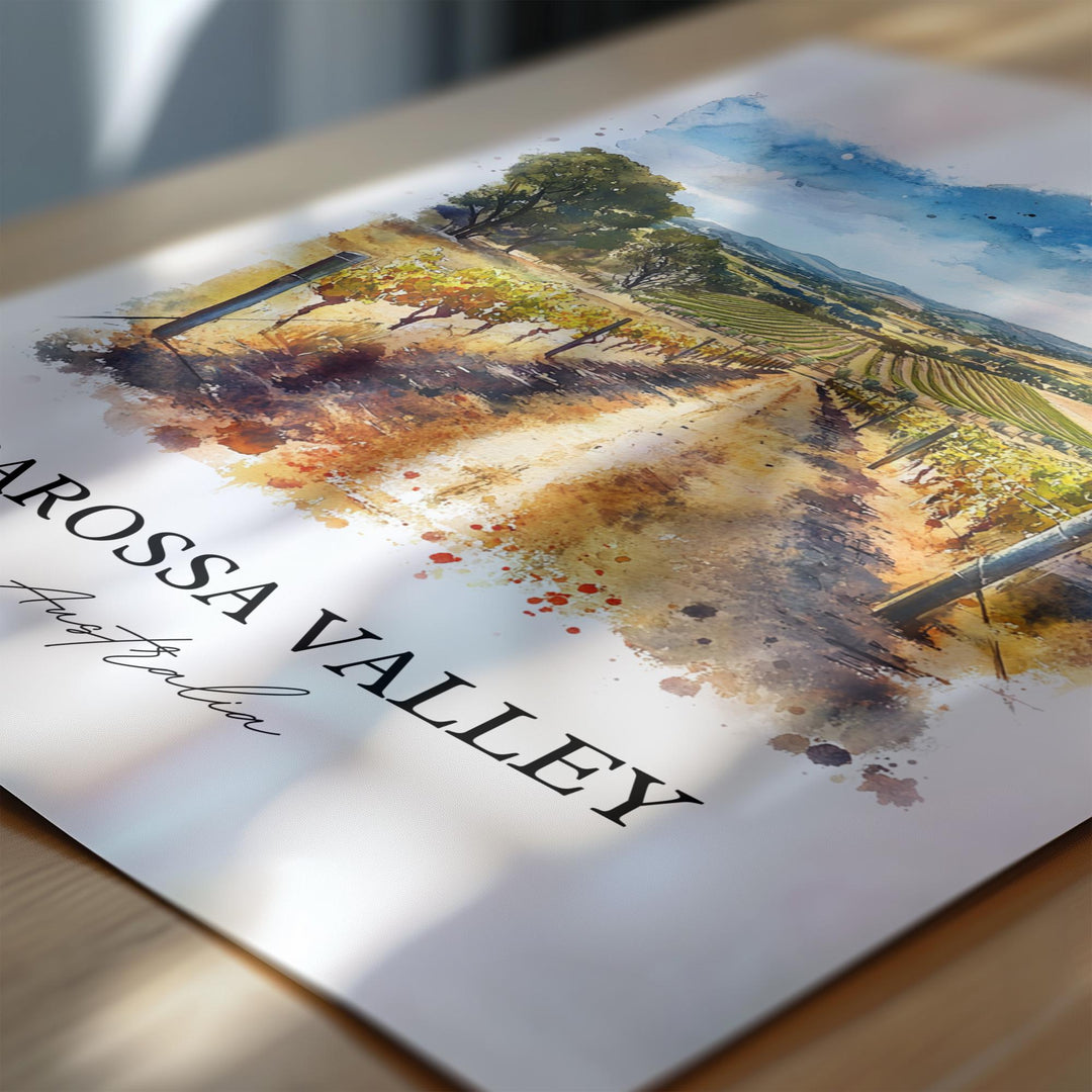 Barossa Valley Wall Art, South Australia Print, Australia Watercolor, Barossa Valley Gift, Travel Print, Travel Poster, Housewarming Gift
