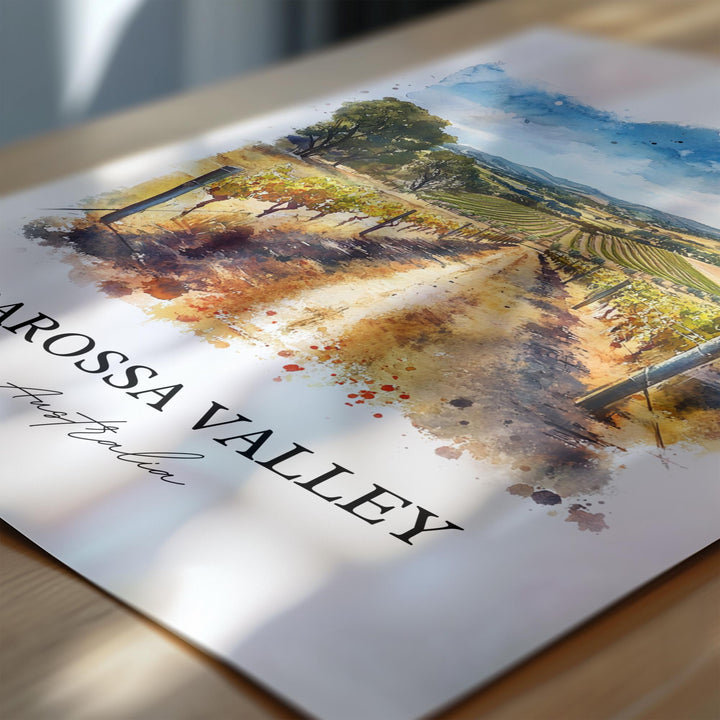 Barossa Valley Wall Art, South Australia Print, Australia Watercolor, Barossa Valley Gift, Travel Print, Travel Poster, Housewarming Gift