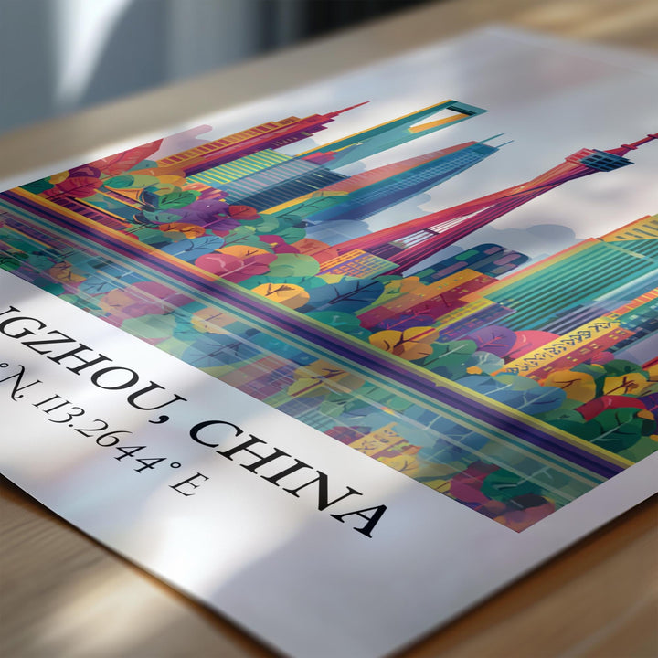 Guangzhou Art, Guangzhou Retro Travel Art, Guangzhou Home Decor, Guangzhou China Gift, China Travel Art, Travel Prints, Housewarming Gift