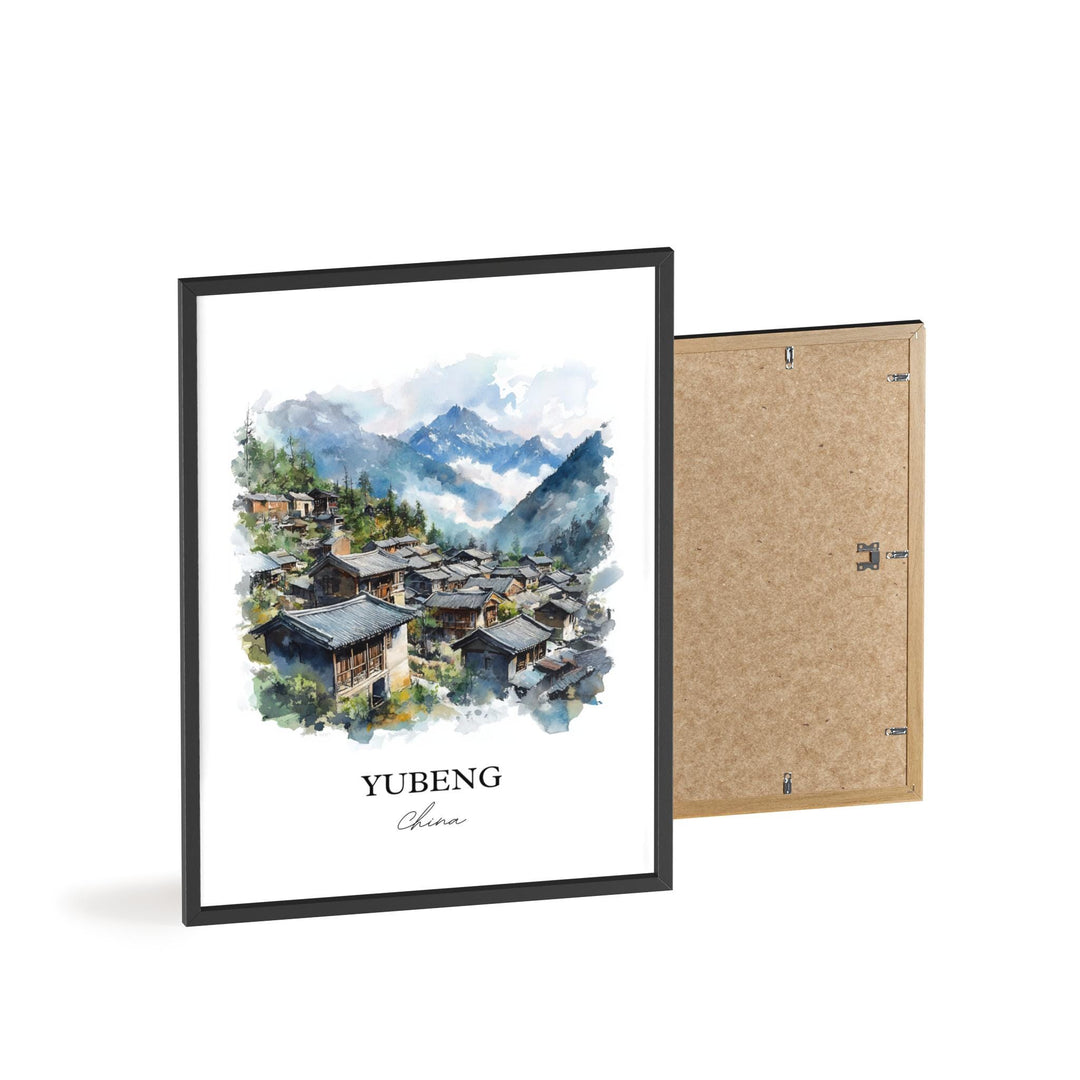 Yubeng China Wall Art, Tibet Print, China Watercolor Art, Yubeng China Gift, Travel Print, Travel Poster, Housewarming Gift