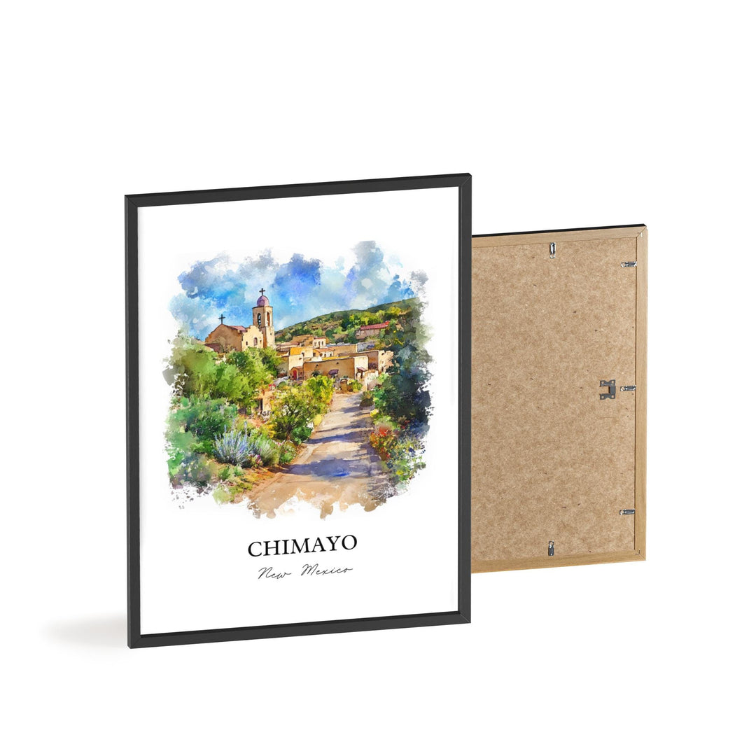 Chimayo NM Wall Art, Santa Fe NM Print, New Mexico Watercolor Art, Chimayo Gift, Travel Print, Travel Poster, Housewarming Gift