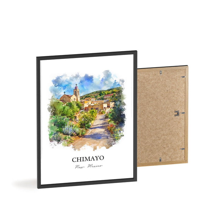 Chimayo NM Wall Art, Santa Fe NM Print, New Mexico Watercolor Art, Chimayo Gift, Travel Print, Travel Poster, Housewarming Gift