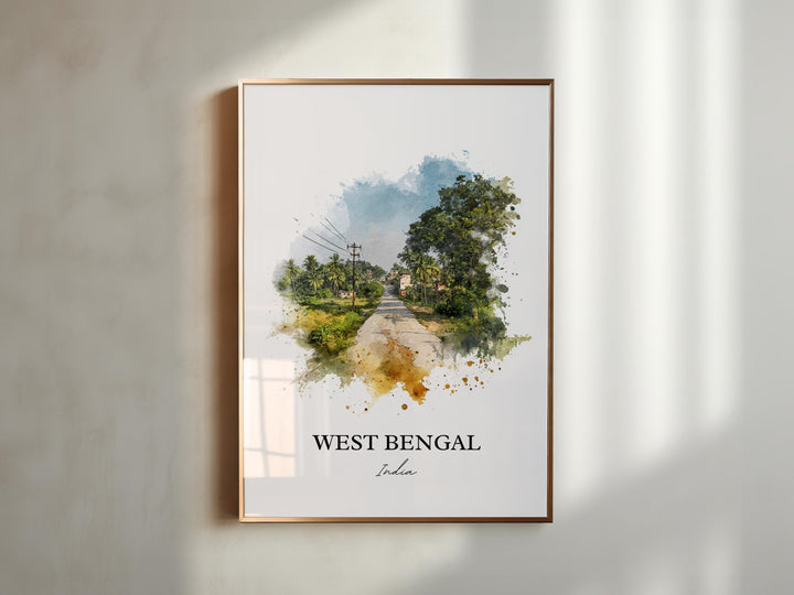 West Bengal Wall Art, West Bengal India Print, India Watercolor Art, West Bengal Gift, India Travel Print, Travel Poster, Housewarming Gift