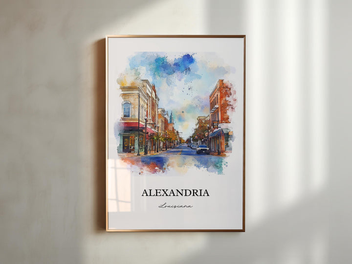Alexandria Louisiana Art, Rapides Parish Print, Louisiana Watercolor, Alexandria LA Gift, Travel Print, Travel Poster, Housewarming Gift