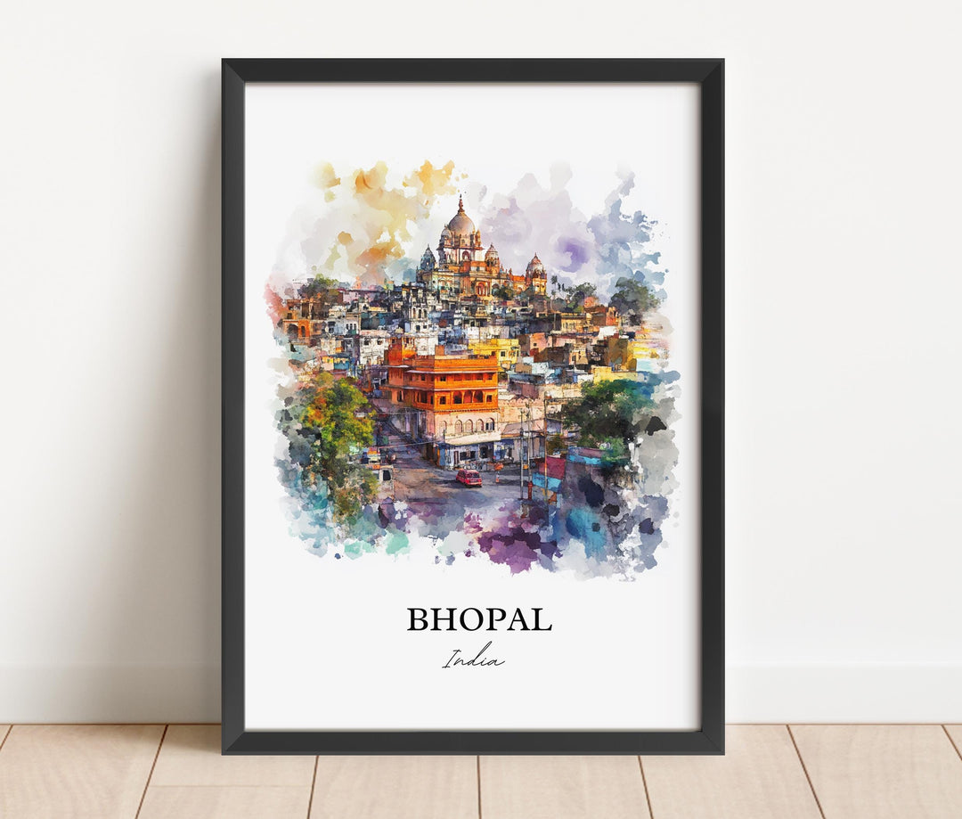 Bhopal Wall Art, Madhya Pradesh Print, India Watercolor Art, Bhopal India Gift, Travel Print, Travel Poster, Housewarming Gift