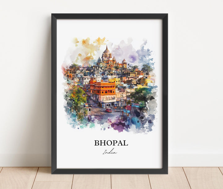 Bhopal Wall Art, Madhya Pradesh Print, India Watercolor Art, Bhopal India Gift, Travel Print, Travel Poster, Housewarming Gift