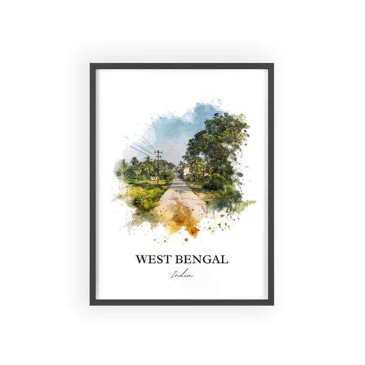 West Bengal Wall Art, West Bengal India Print, India Watercolor Art, West Bengal Gift, India Travel Print, Travel Poster, Housewarming Gift