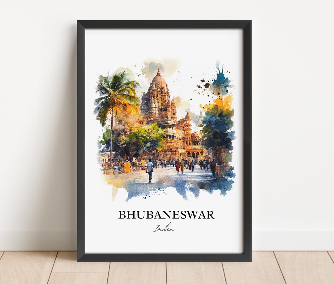 Bhubaneswar Wall Art, Odisha India Print, India Watercolor Art, Bhubaneswar India Gift, Travel Print, Travel Poster, Housewarming Gift