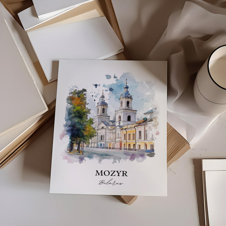 Mozyr Wall Art, Belarus Print, Belarus Watercolor Art, Mozyr Belarus Gift, Travel Print, Travel Poster, Housewarming Gift