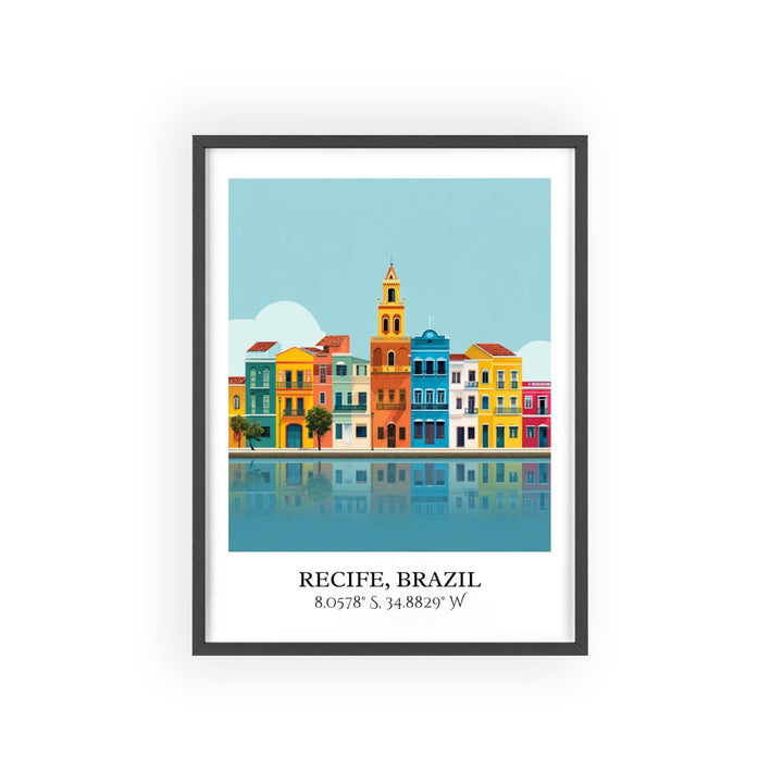 Recife Brazil Art, Recife Retro Travel Art, Recife Brazil Home Decor, Brazil Gift, Brazilian Travel Art, Travel Prints, Housewarming Gift