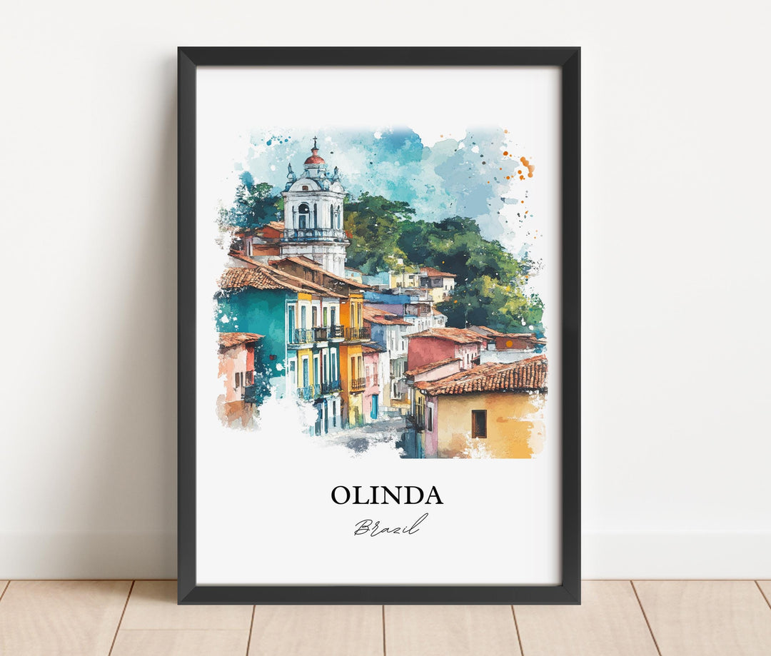 Olinda Brazil Wall Art, Recife Print, Brazil Watercolor Art, Olinda Brazil Gift, Travel Print, Travel Poster, Housewarming Gift