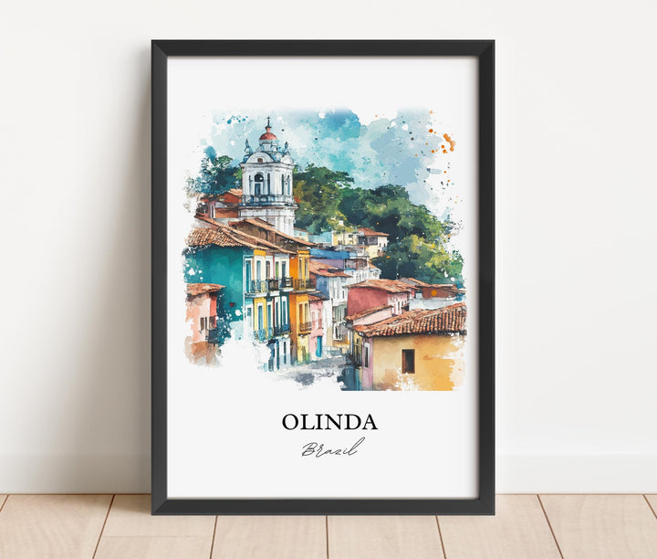 Olinda Brazil Wall Art, Recife Print, Brazil Watercolor Art, Olinda Brazil Gift, Travel Print, Travel Poster, Housewarming Gift