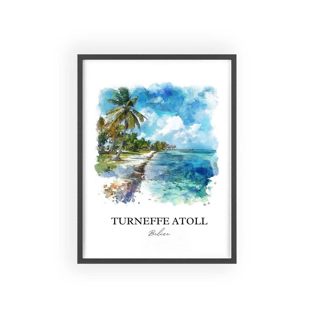 Turneffe Atoll Wall Art, Belize Print, Belize Watercolor Art, Turneffe Atoll Gift, Travel Print, Travel Poster, Housewarming Gift