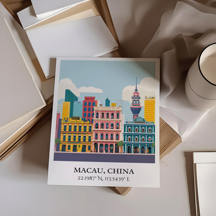 Macau Wall Art, Macau Print, Macau Watercolor Art, Macau China Gift, China Travel Print, Travel Poster, Housewarming Gift