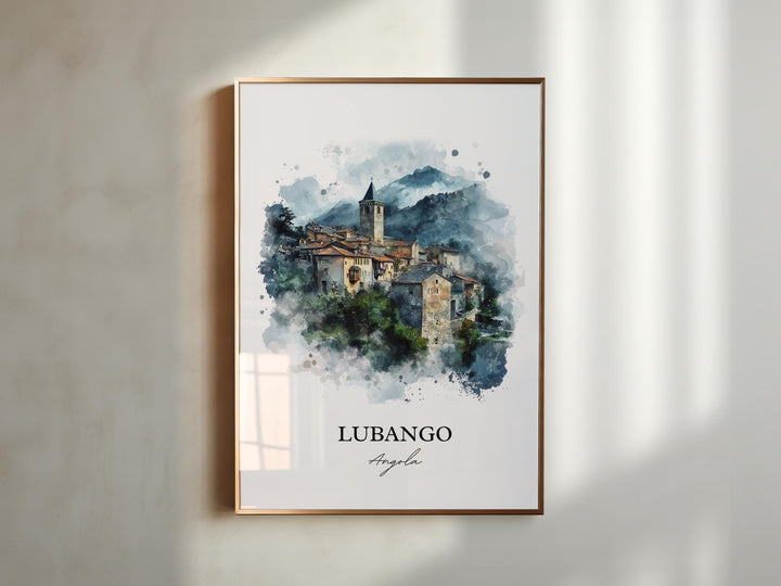 Lubango Wall Art, Lubango Print, Angola Watercolor Art, Lubango Angola Gift, Travel Print, Travel Poster, Housewarming Gift