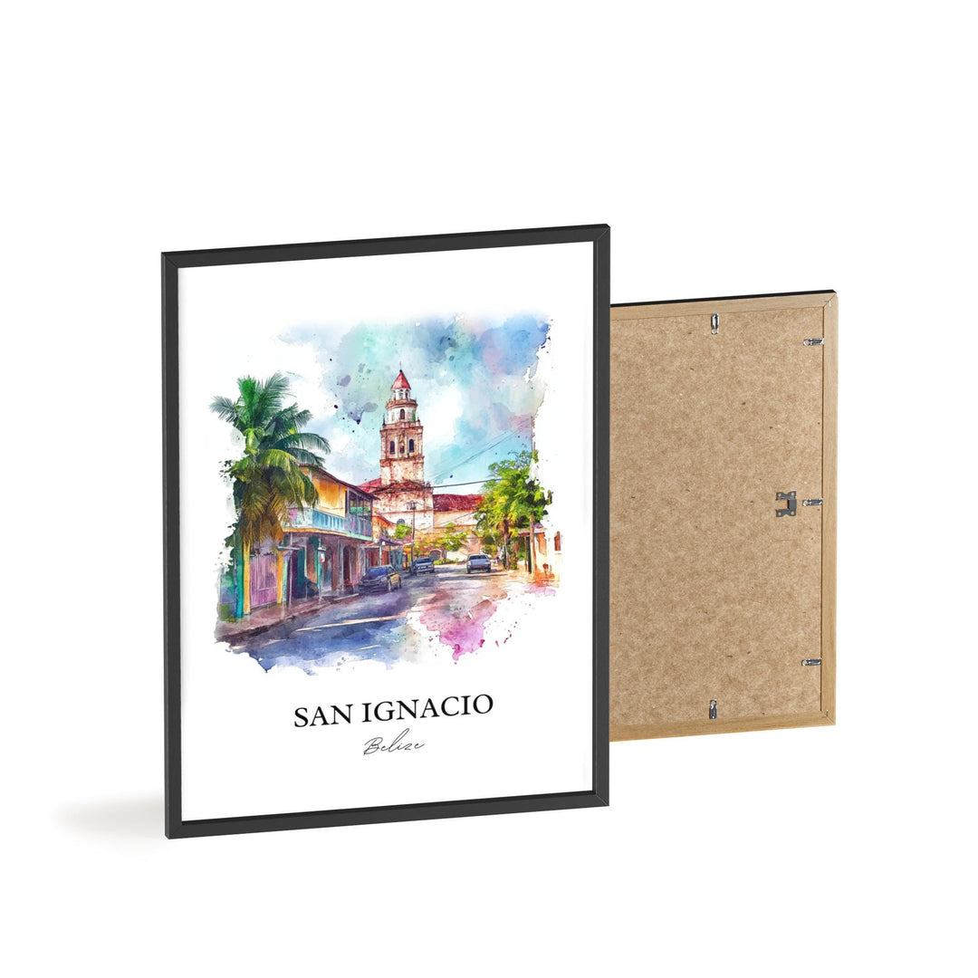 San Ignacio Wall Art, San Ignacio Belize Print, Belize Watercolor Art, Belize Gift, Travel Print, Travel Poster, Housewarming Gift