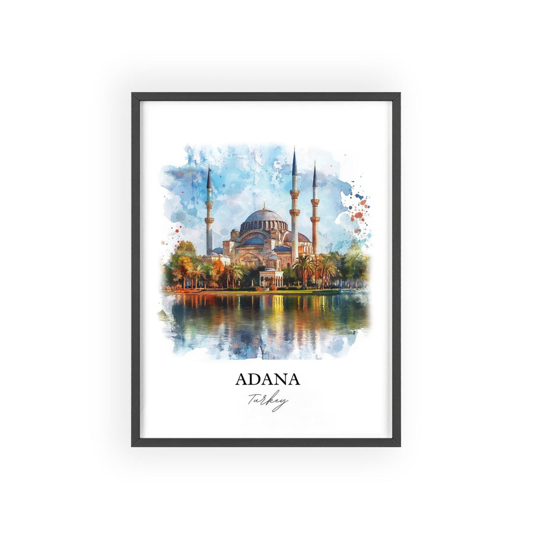 Adana Wall Art, Seyhan River Print, Turkey Watercolor Art, Adana Turkey Gift, Travel Print, Travel Poster, Housewarming Gift