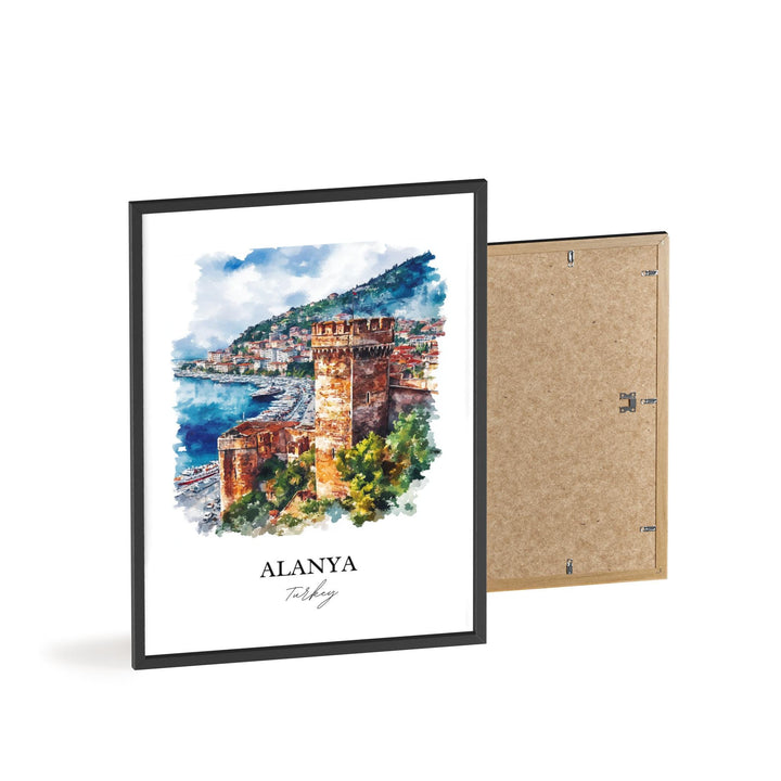 Alanya Turkey Wall Art, Turkish Riviera Print, Turkey Watercolor Art, Alanya Turkey Gift, Travel Print, Travel Poster, Housewarming Gift