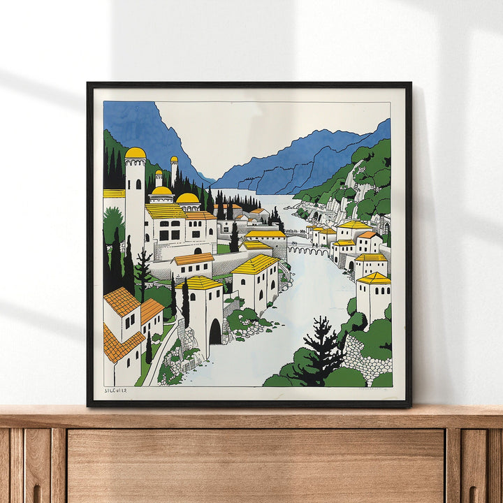 Bosnia and Herzegovina Art, Bosnia Print, Unique Bosnia Herzegovina Art, Bosnia Gift, Travel Poster, Housewarming Gift