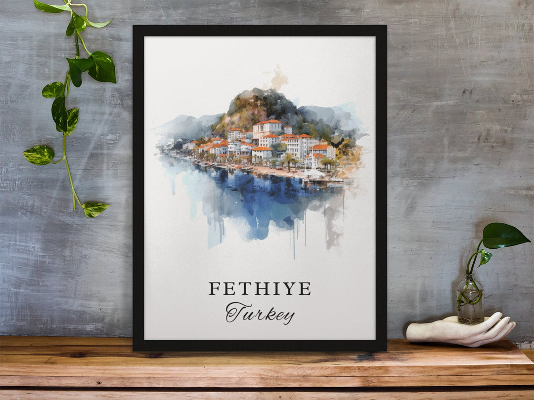 Fethiye Turkey wall art - Turkey, Fethiye poster, Fethiye Wedding gift, Fethiye Birthday present, Custom Text, Personalized Gift