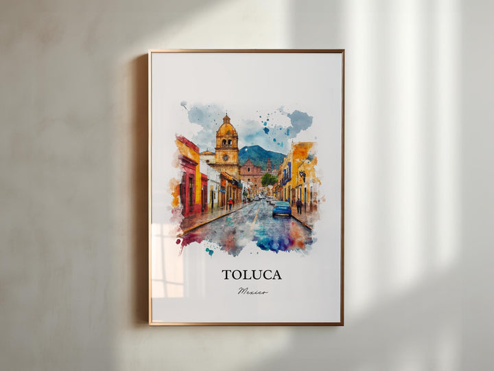 Toluca Mexico Wall Art, Mexico Print, Mexico Watercolor Art, Toluca MX Gift, Travel Print, Travel Poster, Housewarming Gift