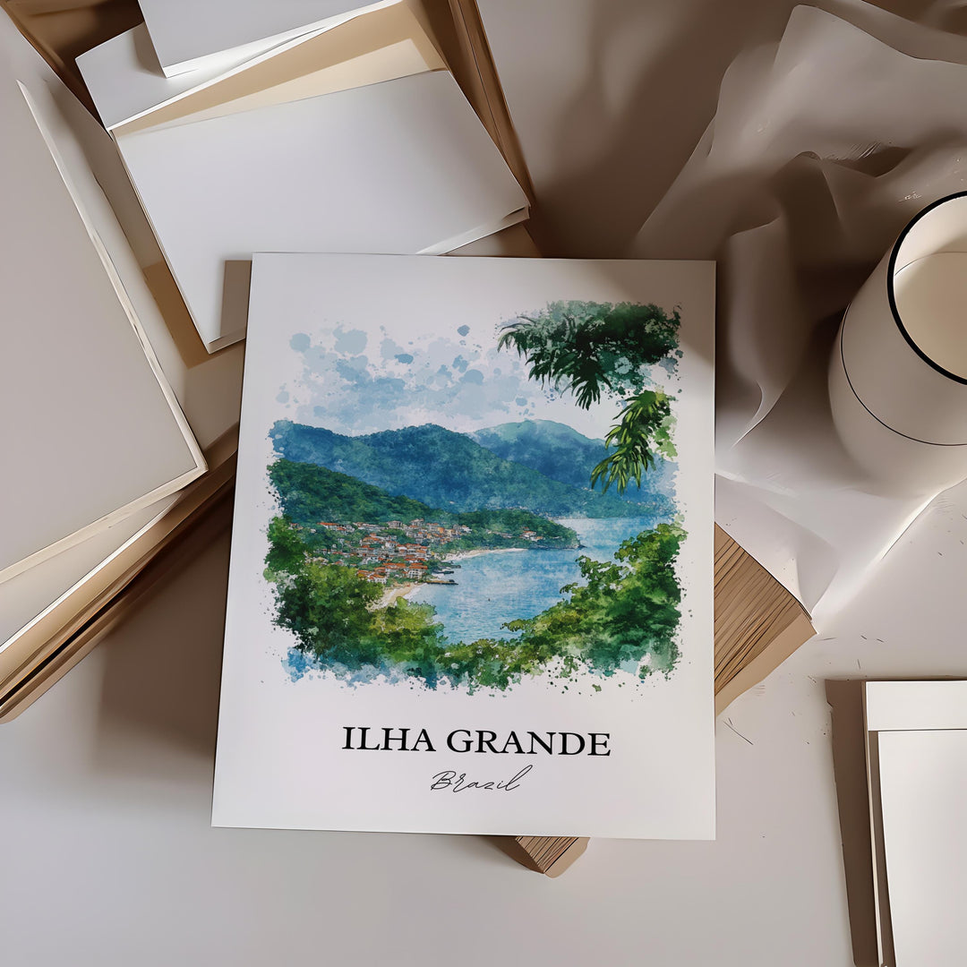 Ilha Grande Wall Art, Rio de Janeiro Print, Brazil Watercolor Art, Ilha Grande Gift, Travel Print, Travel Poster, Housewarming Gift