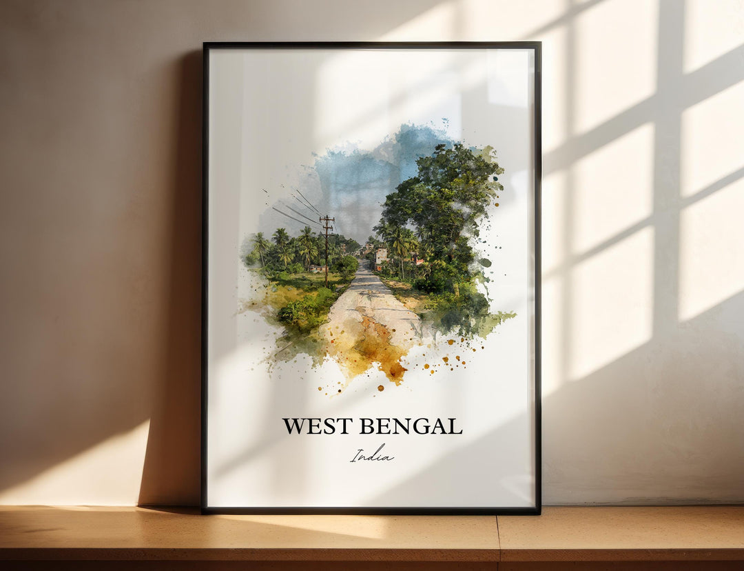 West Bengal Wall Art, West Bengal India Print, India Watercolor Art, West Bengal Gift, India Travel Print, Travel Poster, Housewarming Gift