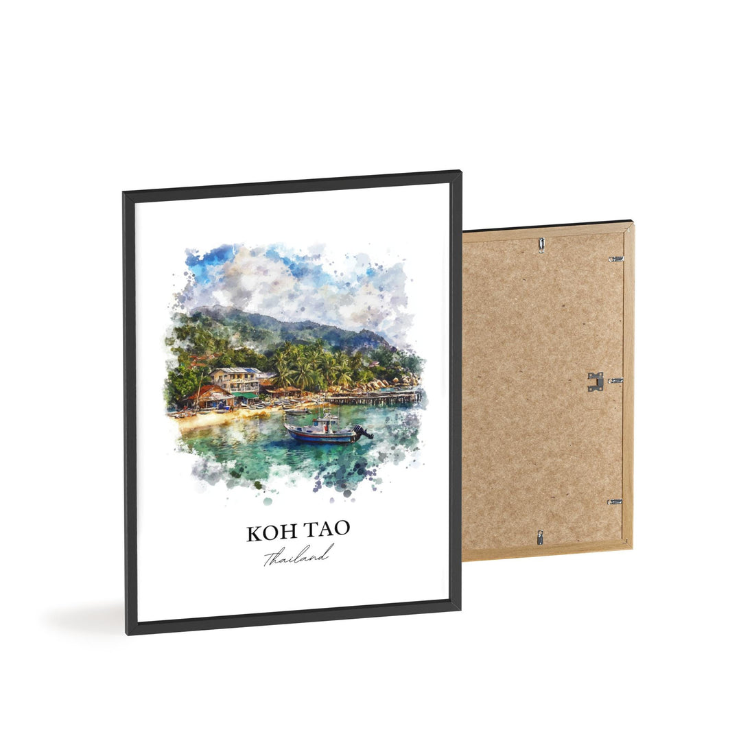 Koh Tao Wall Art, Mae Haad Beach Print, Thailand Watercolor Art, Koh Tao Gift, Travel Print, Travel Poster, Housewarming Gift