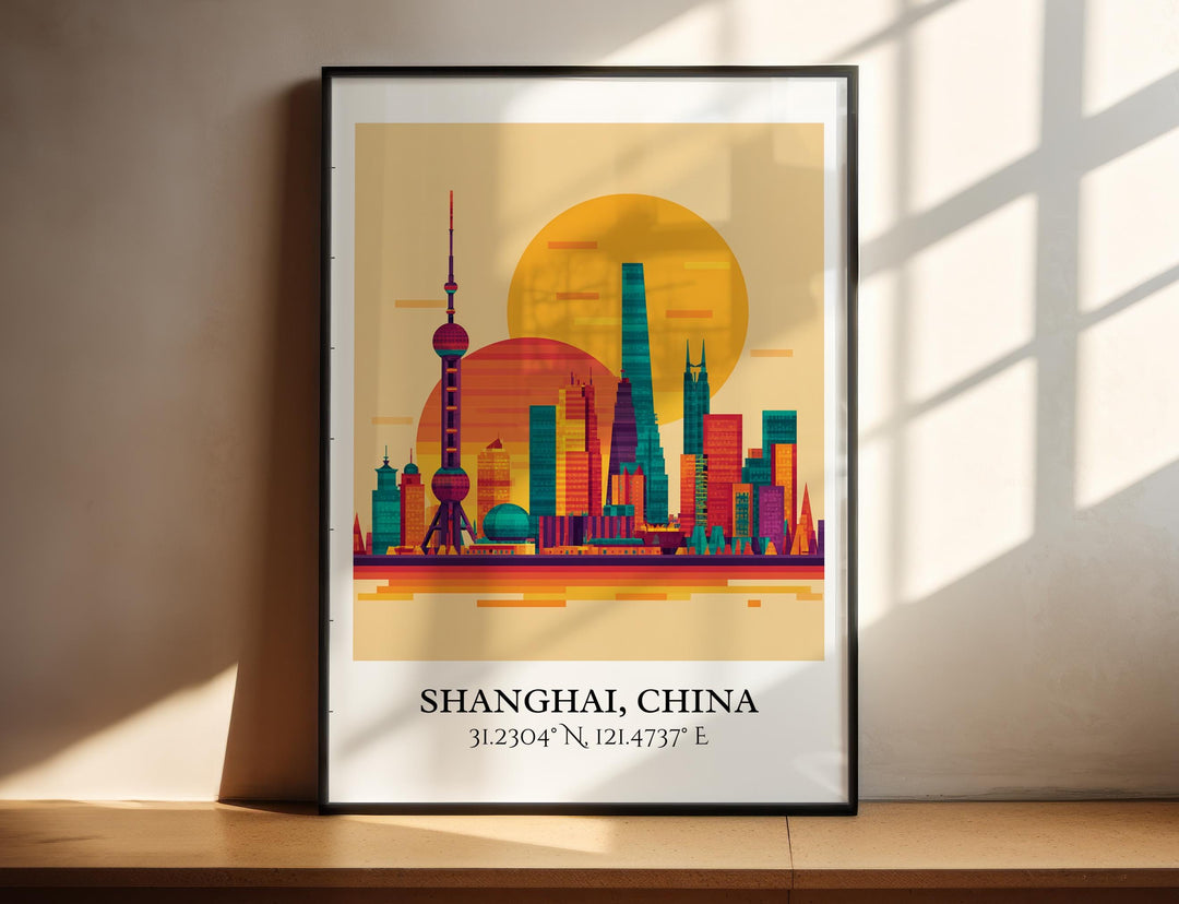 Shanghai Art, Shanghai Retro Travel Art, Shanghai Home Decor, Shanghai China Gift, China Travel Art, Travel Prints, Housewarming Gift